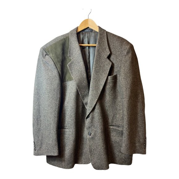 Chereskin Other - CHERESKIN Mens 46R Brown Sport Coat BLAZER Shoulder Patch Camel Hair Blend
